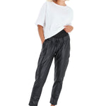 Comfy Cool Foldover Waistband Faux Leather Maternity Jogger Pants