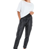 Comfy Cool Foldover Waistband Faux Leather Maternity Jogger Pants