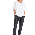 Comfy Cool Foldover Waistband Faux Leather Maternity Jogger Pants