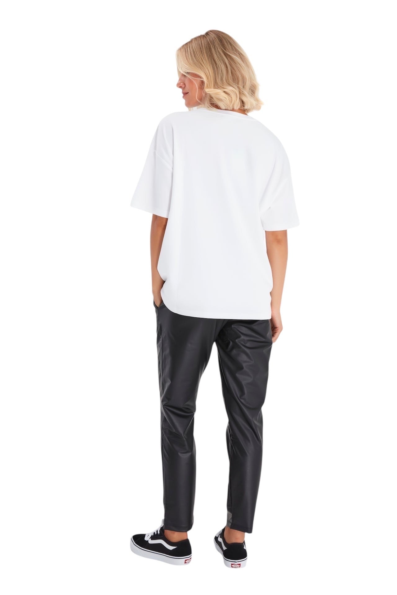 Comfy Cool Foldover Waistband Faux Leather Maternity Jogger Pants