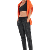 Comfy Cool Foldover Waistband Faux Leather Maternity Jogger Pants