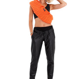 Comfy Cool Foldover Waistband Faux Leather Maternity Jogger Pants