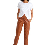 Comfy Cool Foldover Waistband Faux Leather Maternity Jogger Pants