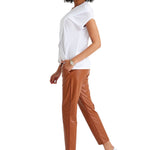 Comfy Cool Foldover Waistband Faux Leather Maternity Jogger Pants