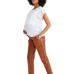 Comfy Cool Foldover Waistband Faux Leather Maternity Jogger Pants