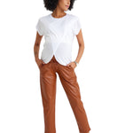 Comfy Cool Foldover Waistband Faux Leather Maternity Jogger Pants