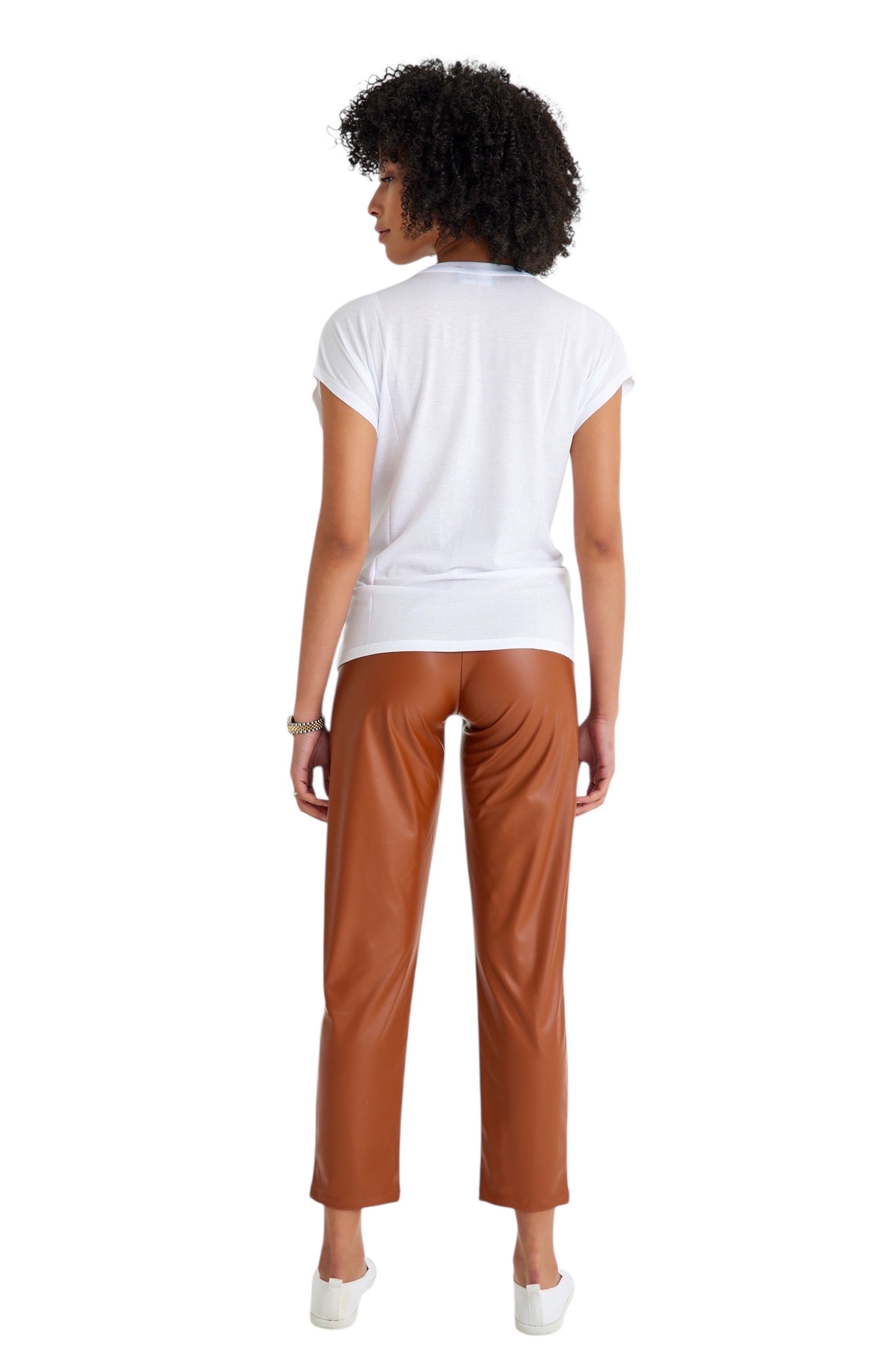 Comfy Cool Foldover Waistband Faux Leather Maternity Jogger Pants