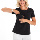 Swipe Up Basic Maternity/Nursing T-shirt Pack (1 Black + 1 White)