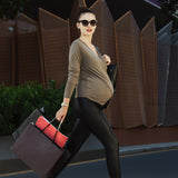 Subtle Foldover Waistband Faux Leather Maternity Leggings