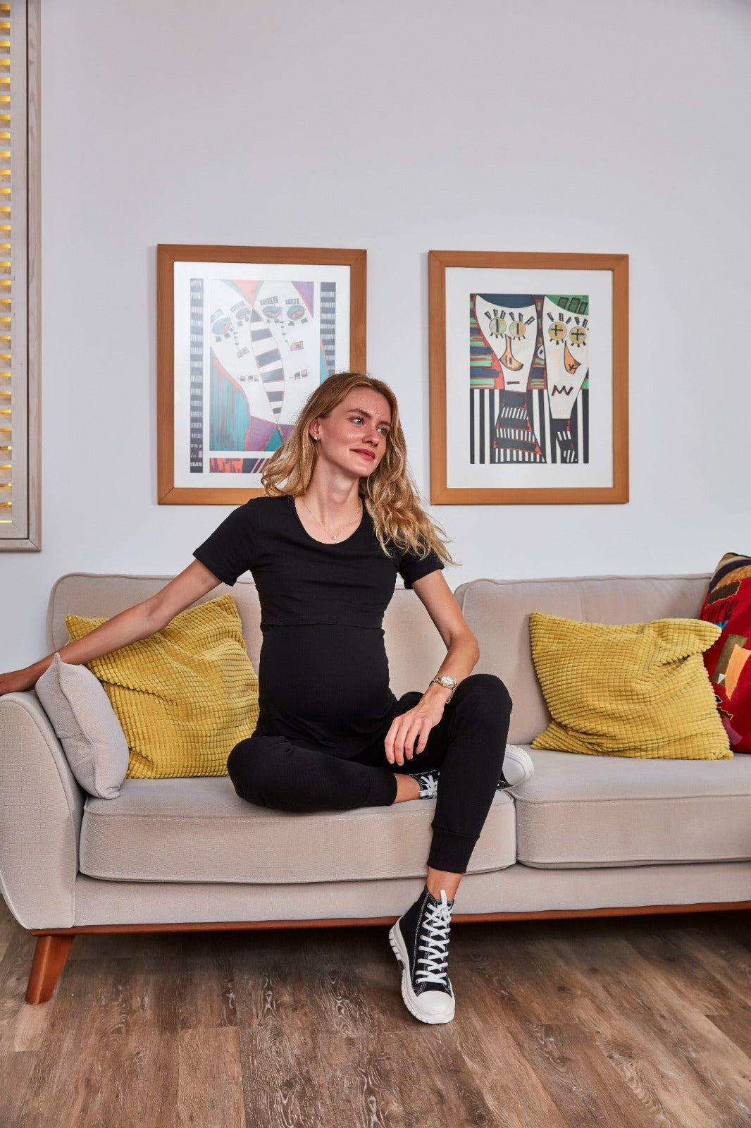Swipe Up Basic Maternity/Nursing T-shirt Pack (1 Black + 1 White)