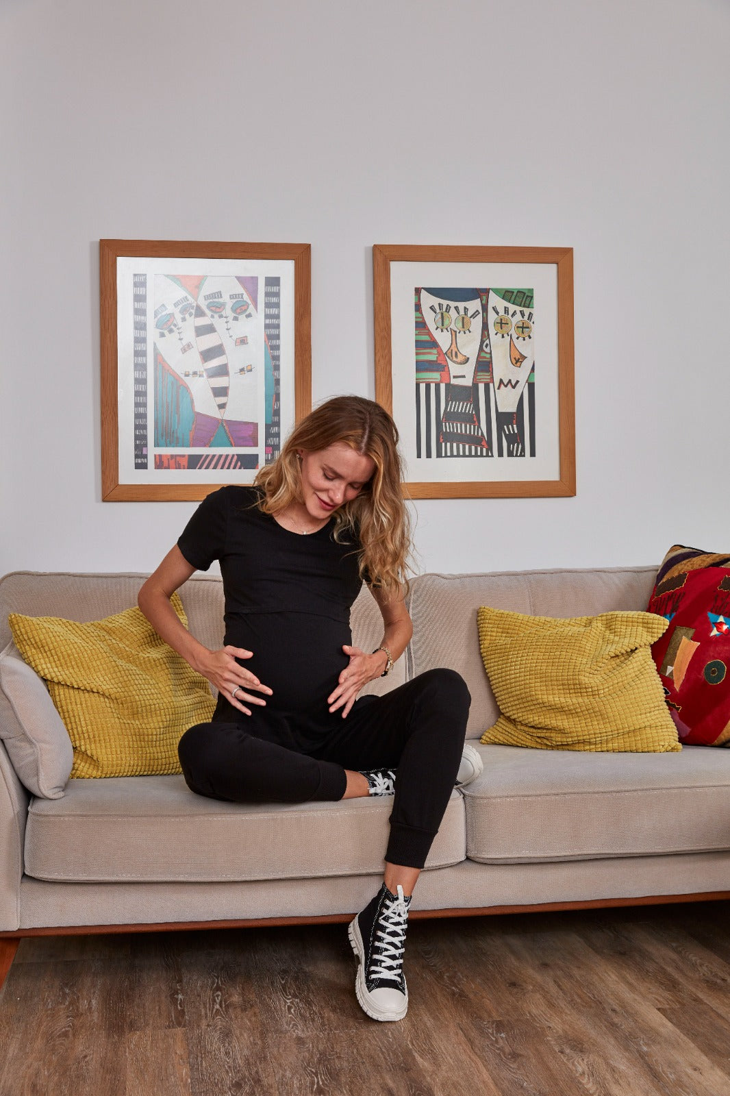 Swipe Up Basic Maternity/Nursing T-shirt Pack (1 Black + 1 White)