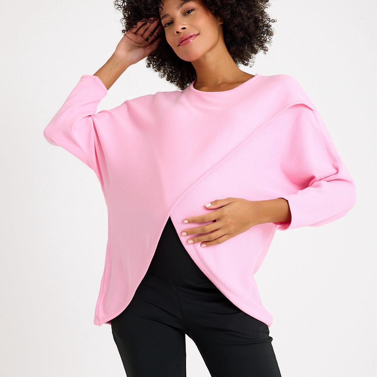 Let Loose Crossover Long Sleeve Maternity/Nursing Knit Top
