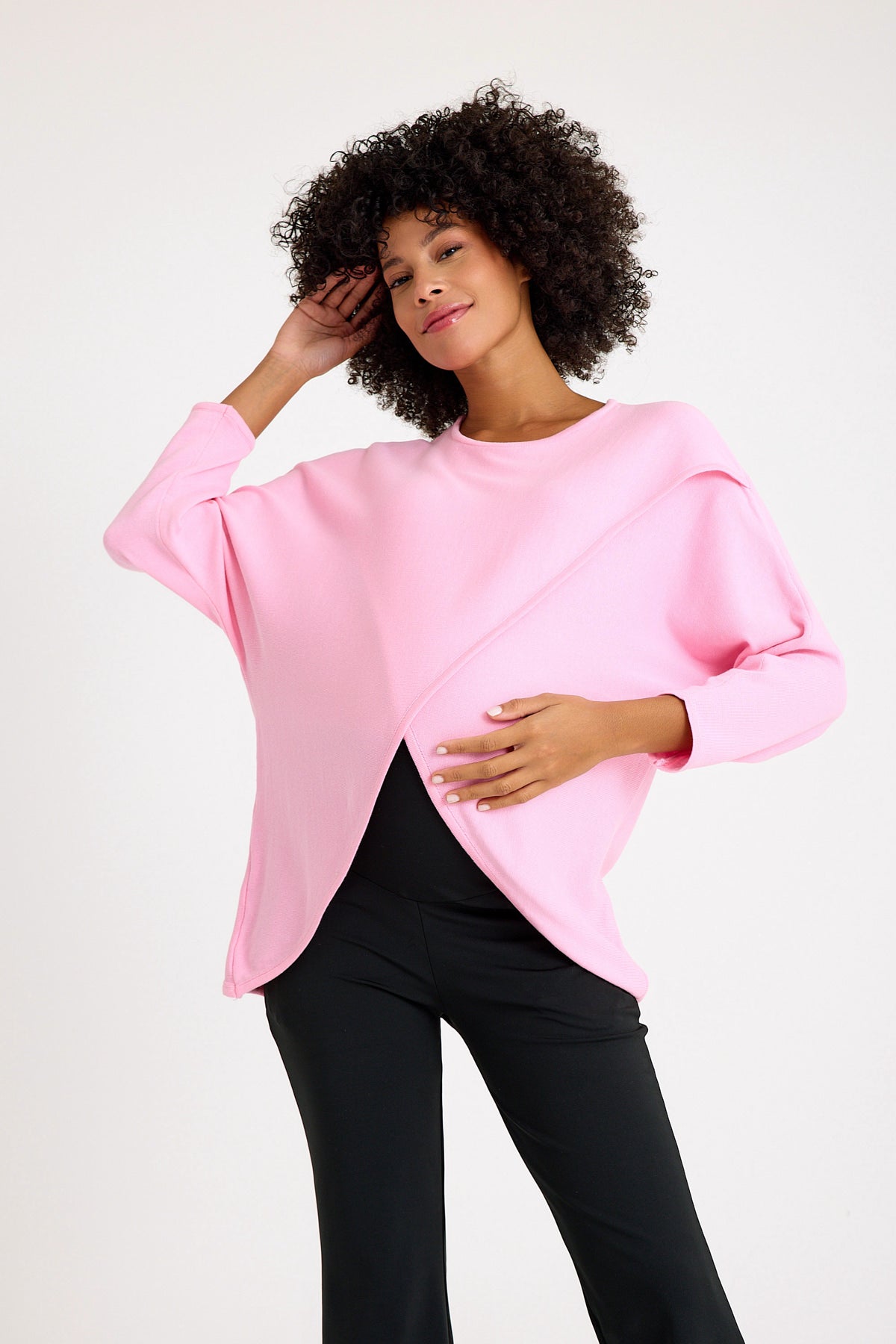 Let Loose Crossover Long Sleeve Maternity/Nursing Knit Top
