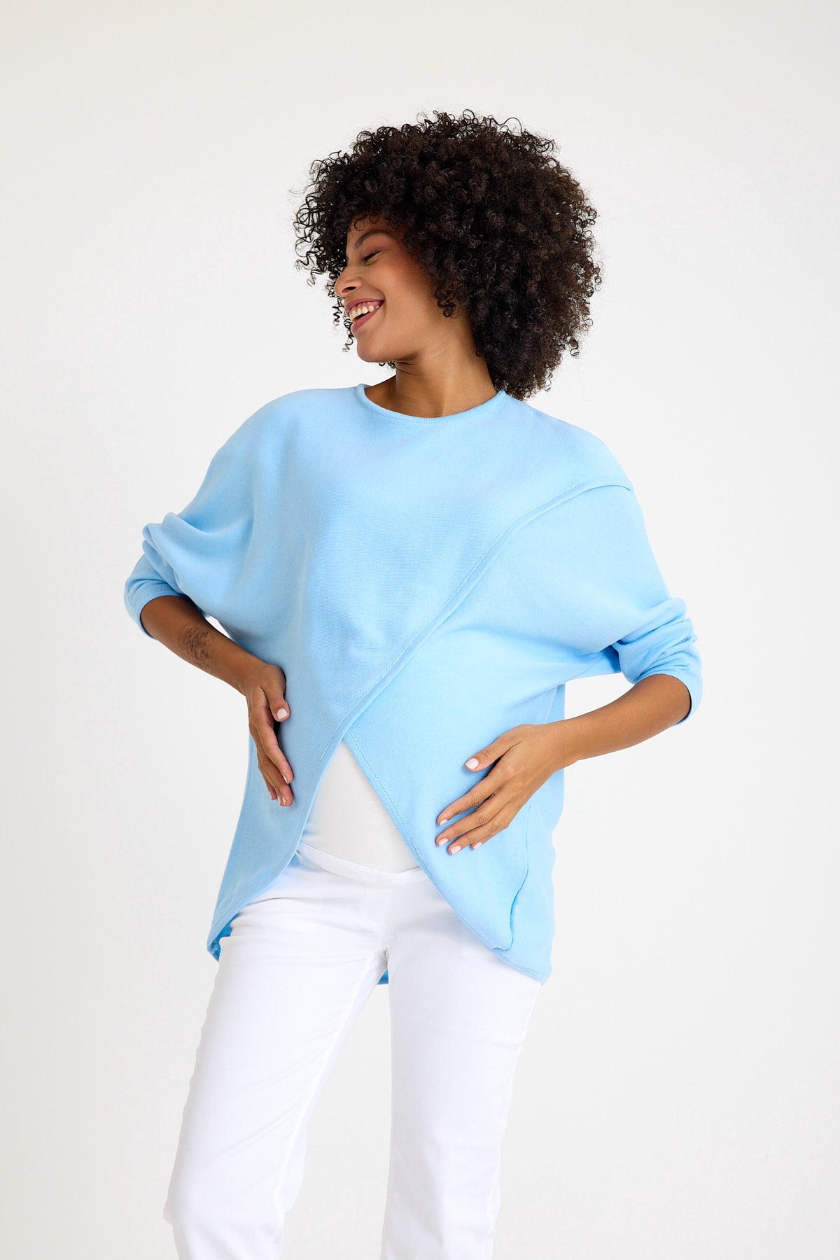 Let Loose Crossover Long Sleeve Maternity/Nursing Knit Top
