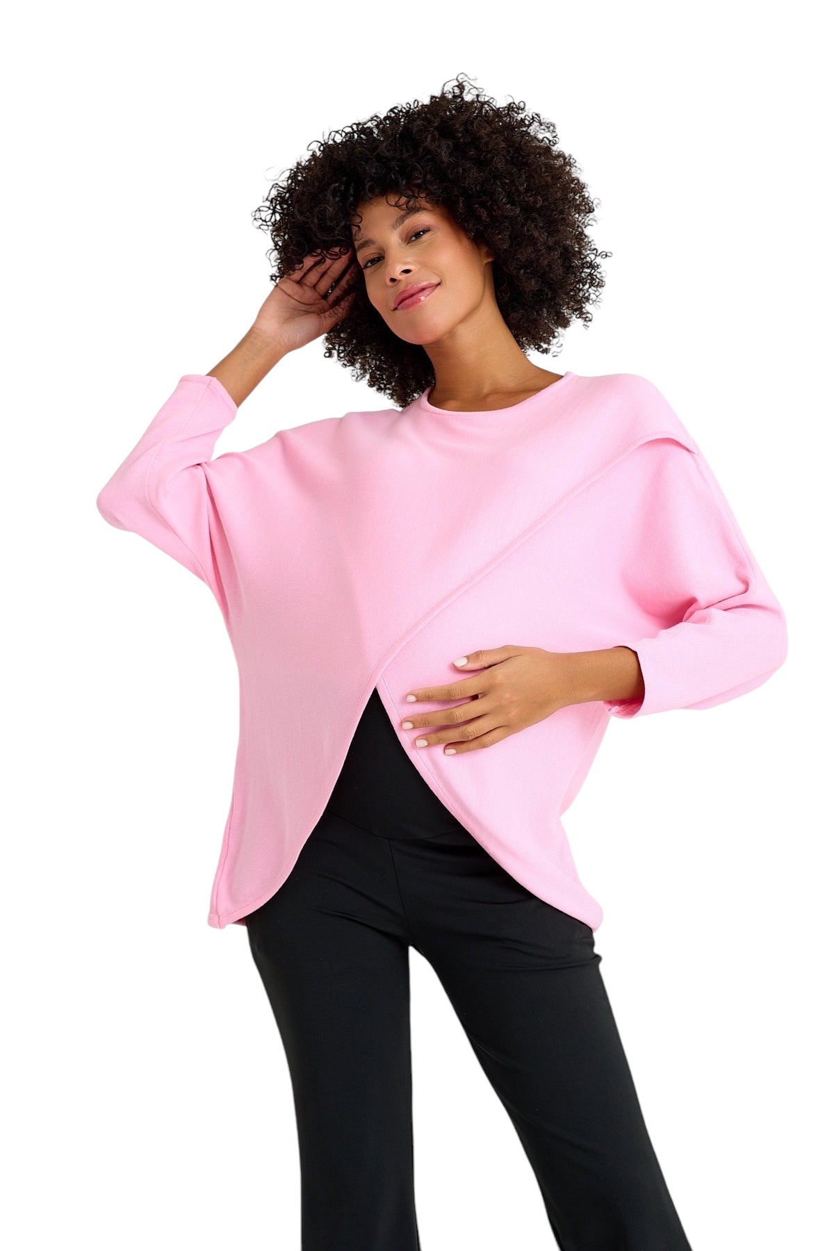 Let Loose Crossover Long Sleeve Maternity/Nursing Knit Top

