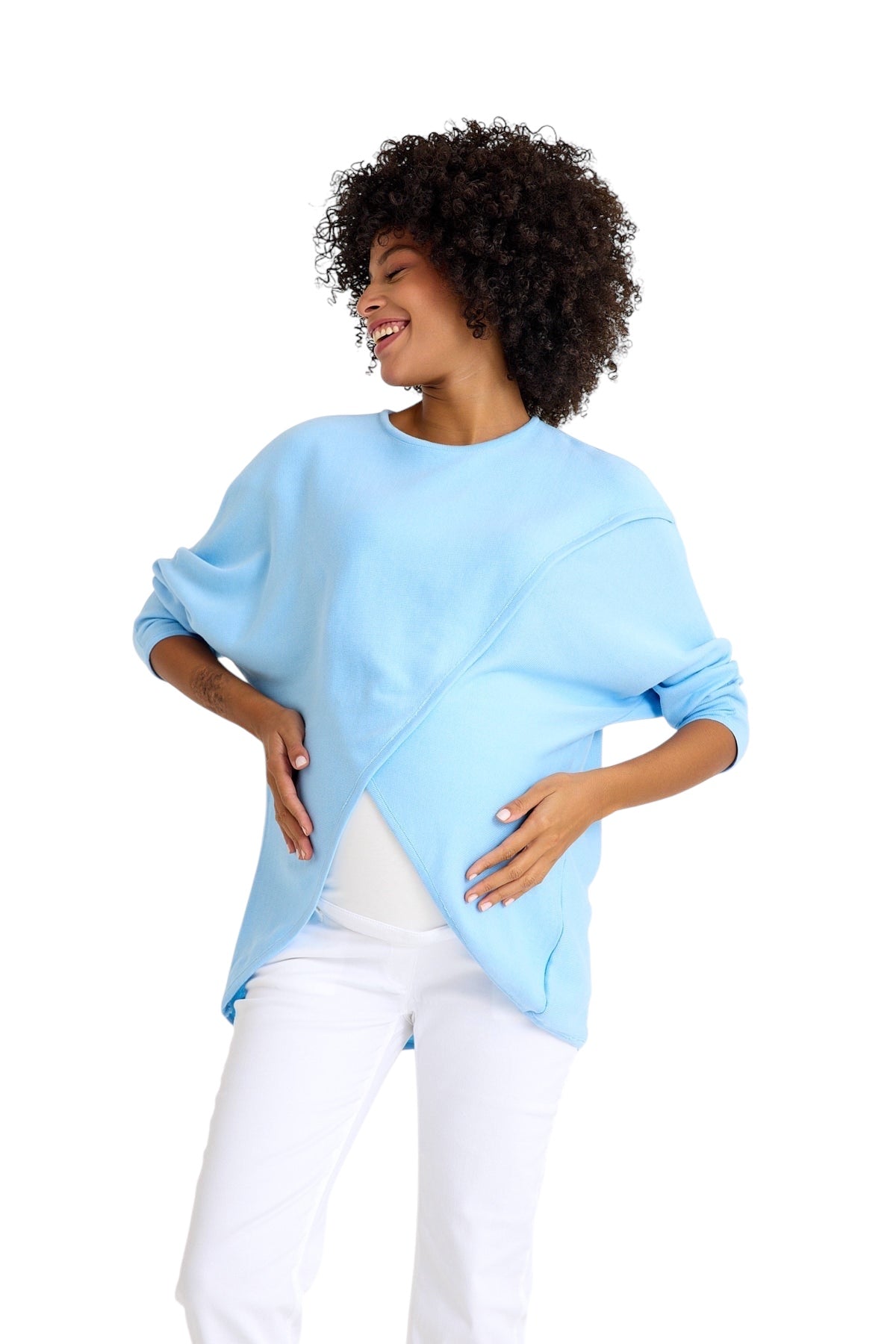 Let Loose Crossover Long Sleeve Maternity/Nursing Knit Top
