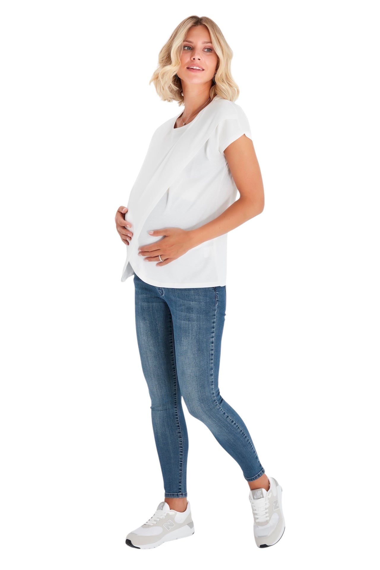 Handy Crossover Short Sleeve Cotton Maternity/Nursing Top

