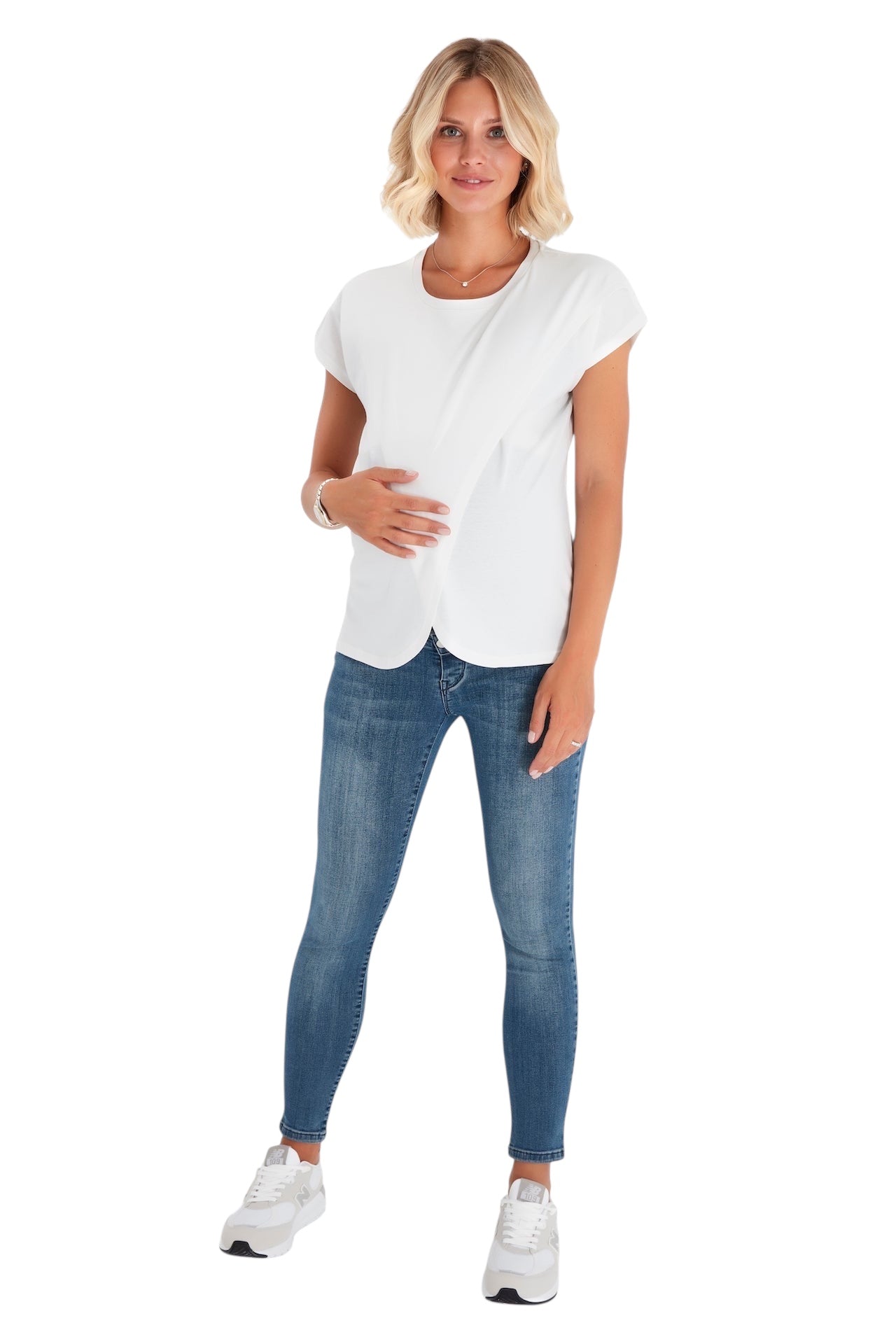 Handy Crossover Short Sleeve Cotton Maternity/Nursing Top
