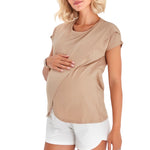Handy Crossover Short Sleeve Cotton Maternity/Nursing Top
