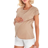 Handy Crossover Short Sleeve Cotton Maternity/Nursing Top
