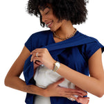 Handy Crossover Short Sleeve Cotton Maternity/Nursing Top
