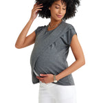 Handy Crossover Short Sleeve Cotton Maternity/Nursing Top
