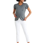 Handy Crossover Short Sleeve Cotton Maternity/Nursing Top
