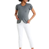 Handy Crossover Short Sleeve Cotton Maternity/Nursing Top
