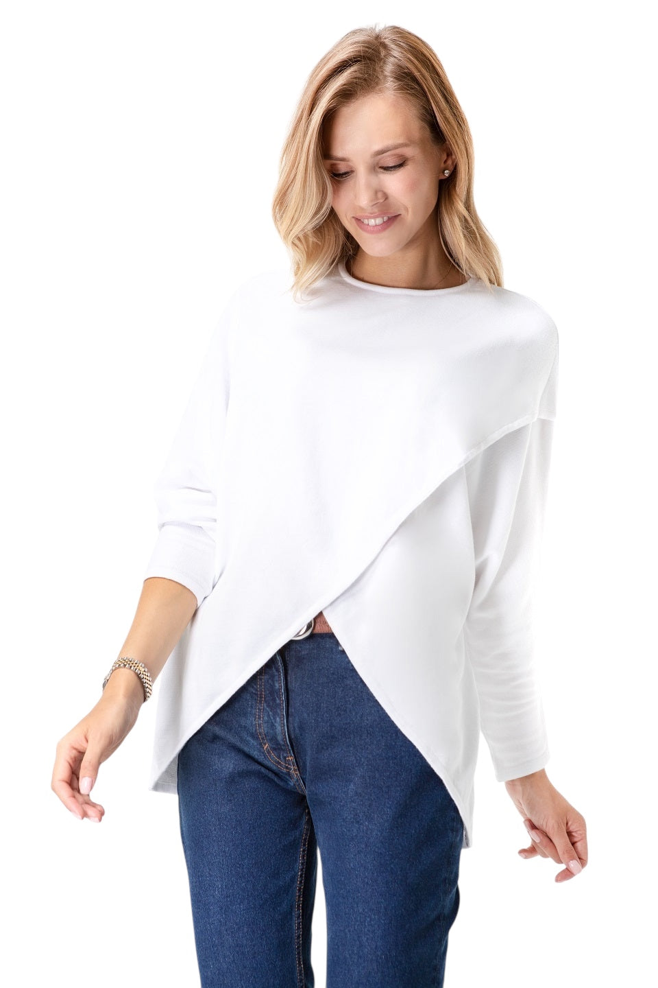 Let Loose Crossover Long Sleeve Maternity/Nursing Knit Top
