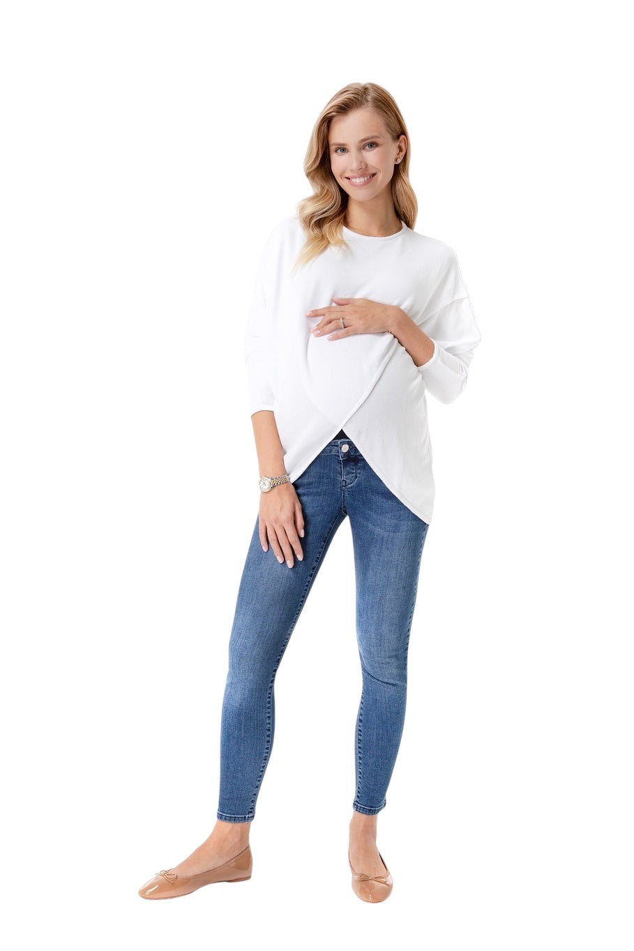 Let Loose Crossover Long Sleeve Maternity/Nursing Knit Top
