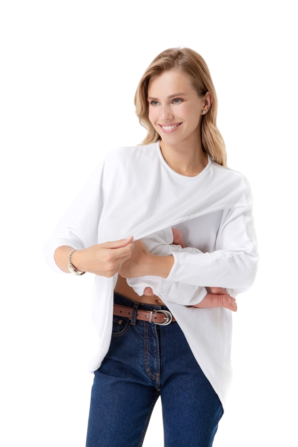 Let Loose Crossover Long Sleeve Maternity/Nursing Knit Top
