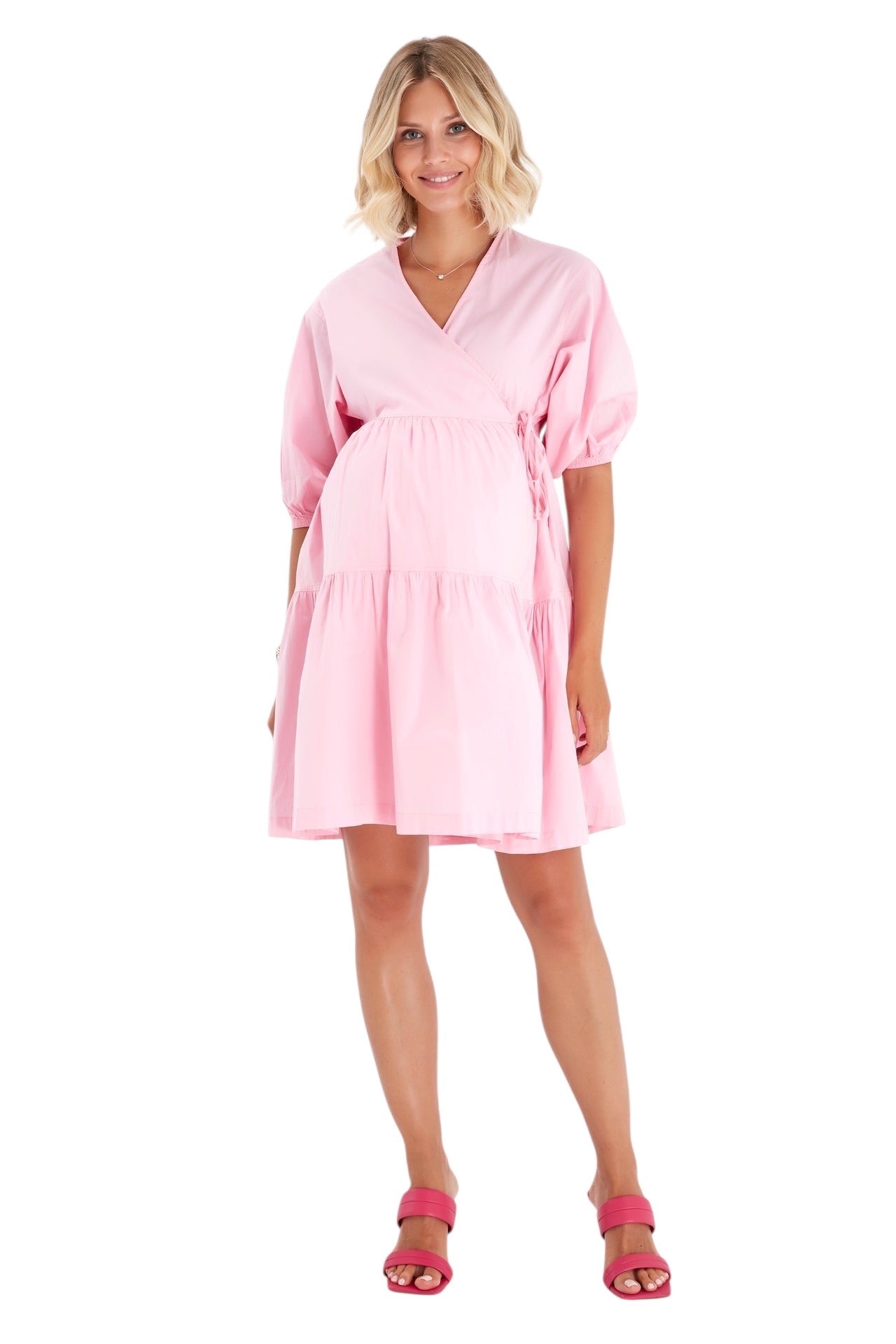 pregnancy wrap dress Waterfall Tie Waist A-Line Maternity/Nursing Wrap Dress