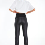 Subtle Foldover Waistband Faux Leather Maternity Leggings
