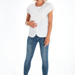 Handy Crossover Short Sleeve Cotton Maternity/Nursing Top
