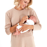 Effortless Elegance Set with Rib Side Zip Long Sleeve Maternity/Nursing Top & Lounge Pants
