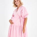 Waterfall Tie Waist A-Line Maternity/Nursing Wrap Dress
