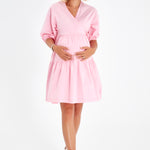 Waterfall Tie Waist A-Line Maternity/Nursing Wrap Dress
