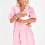 Waterfall Tie Waist A-Line Maternity/Nursing Wrap Dress
