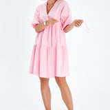 Waterfall Tie Waist A-Line Maternity/Nursing Wrap Dress
