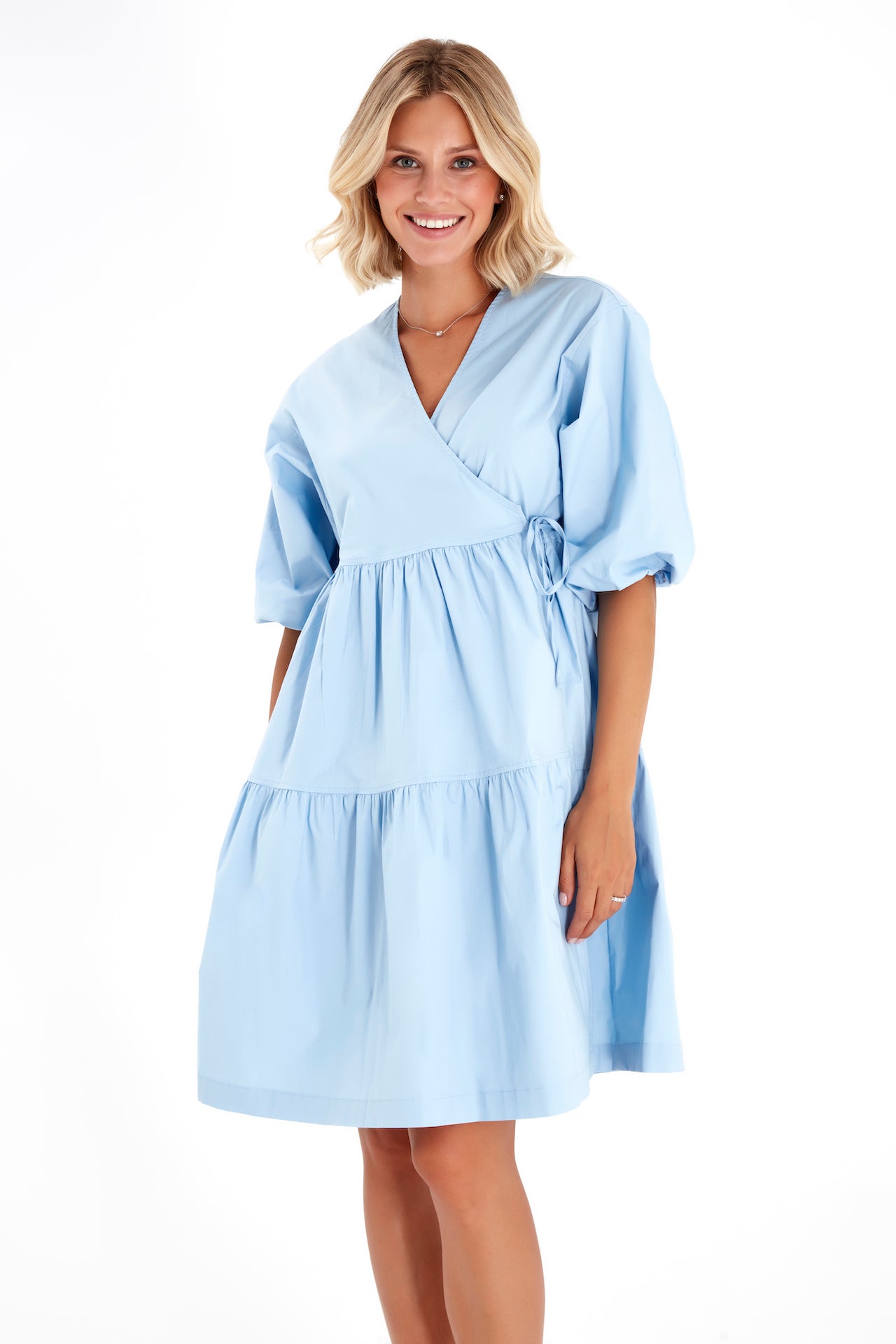 Waterfall Tie Waist A-Line Maternity/Nursing Wrap Dress