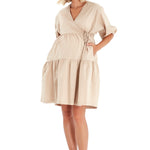 Waterfall Tie Waist A-Line Maternity/Nursing Wrap Dress
