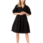 Waterfall Tie Waist A-Line Maternity/Nursing Wrap Dress
