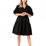 Waterfall Tie Waist A-Line Maternity/Nursing Wrap Dress
