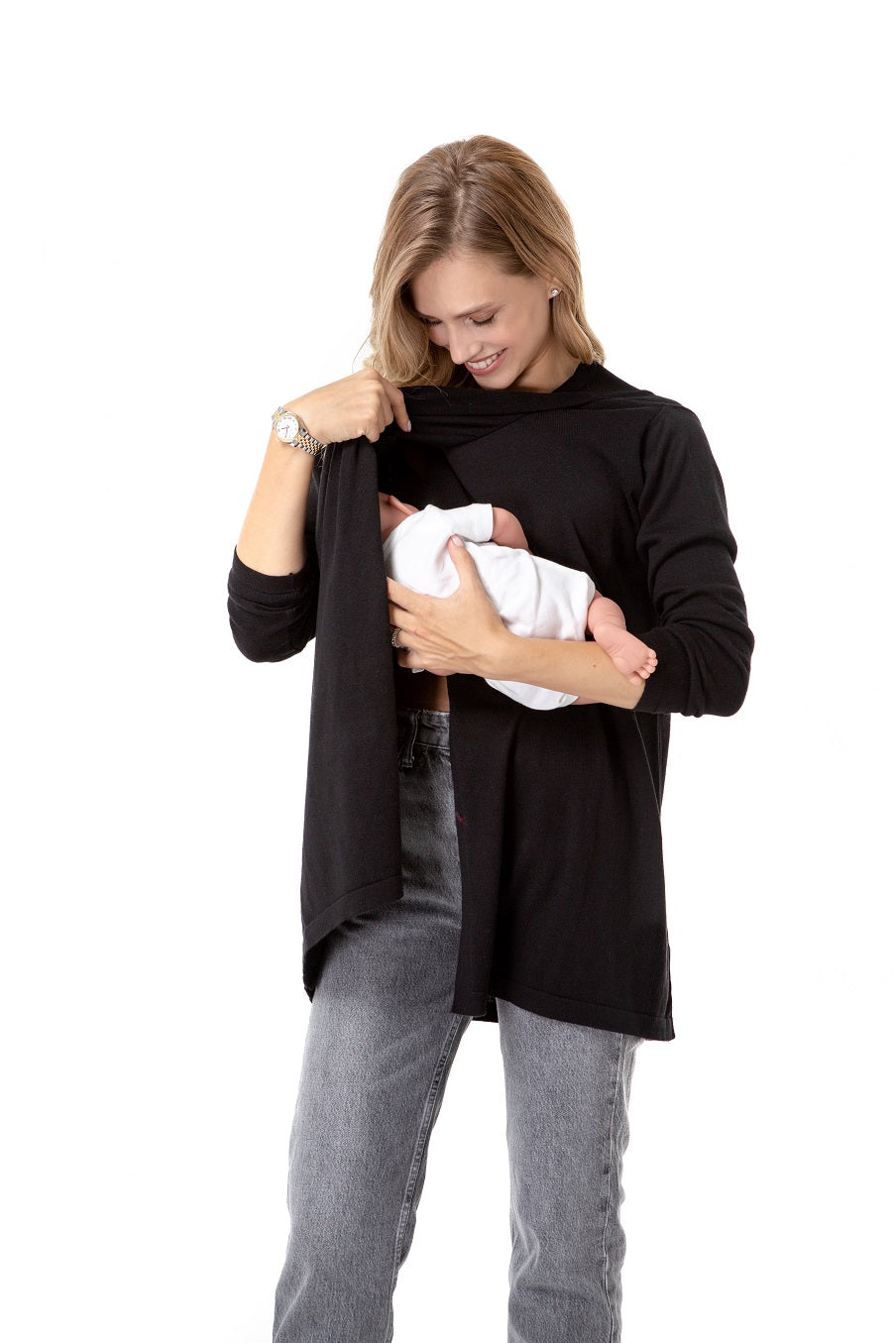 Casual Elegance Long Sleeve Maternity/Nursing Knit Top