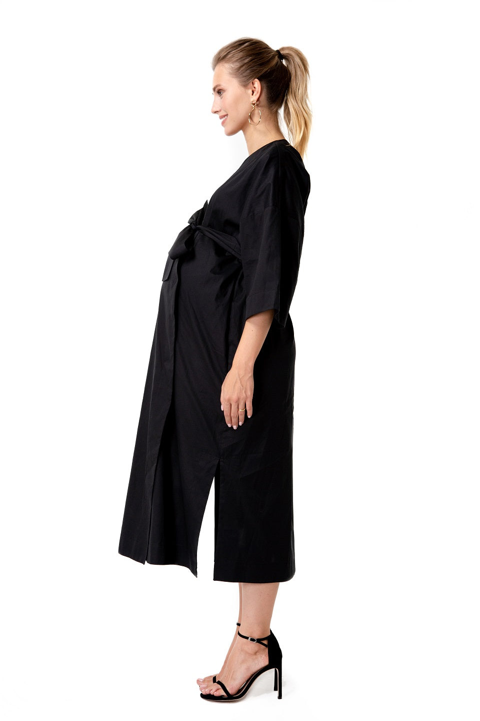 Amaterasu Tie Belt Maternity/Nursing Wrap Midi Dress
