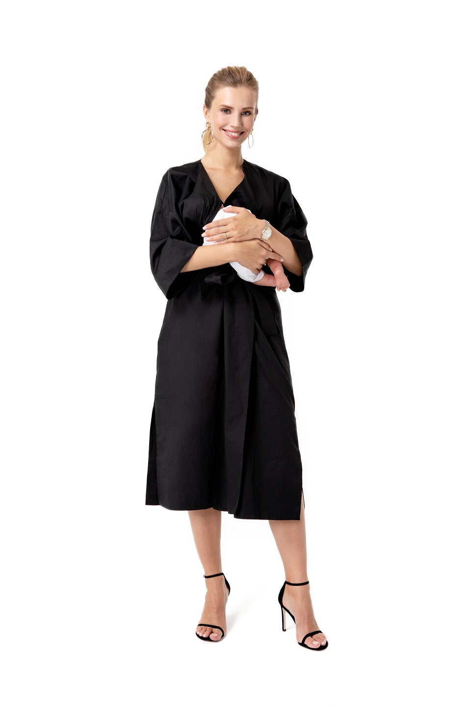 Amaterasu Tie Belt Maternity/Nursing Wrap Midi Dress

