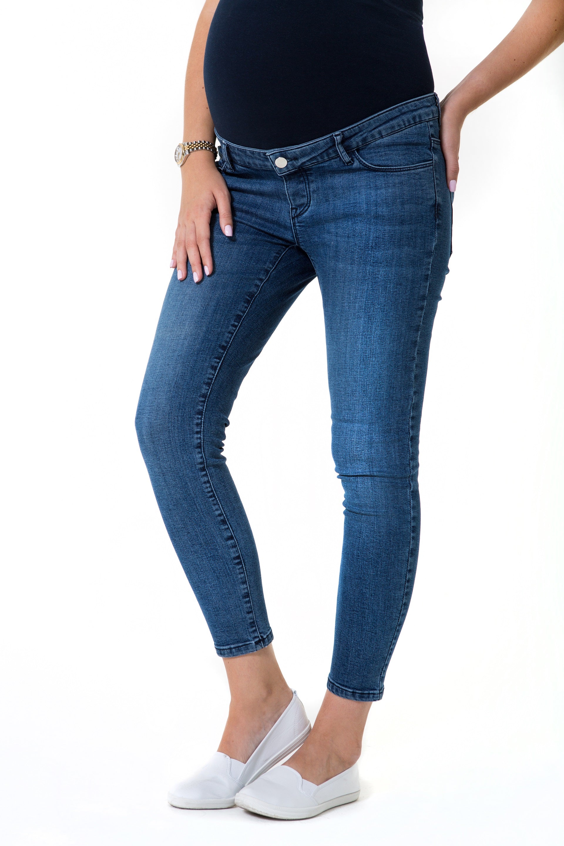 Skinny Foldover Waistband Maternity Jeans – Accouchée Official