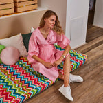 Waterfall Tie Waist A-Line Maternity/Nursing Wrap Dress
