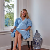 Waterfall Tie Waist A-Line Maternity/Nursing Wrap Dress
